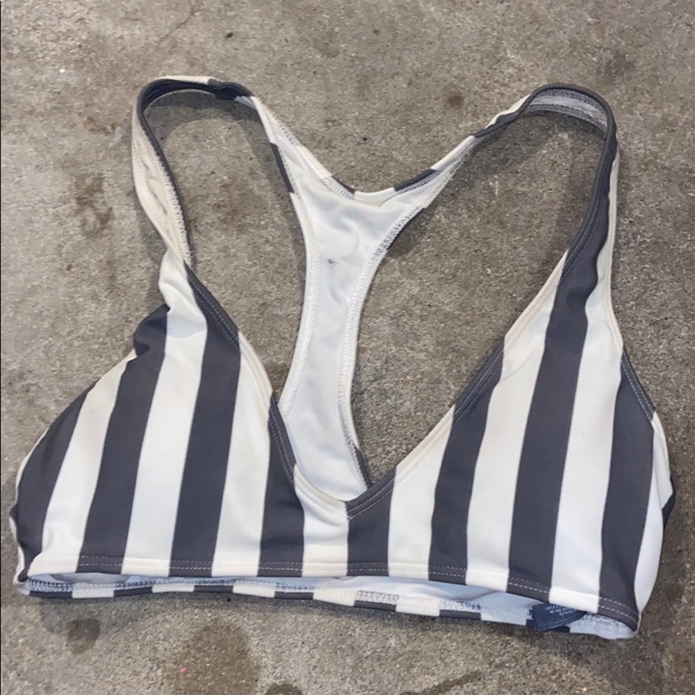 Grey and white bathing suit top